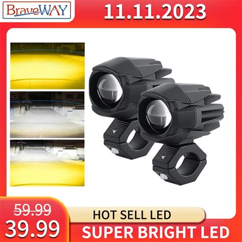 Braveway Led Motorcycle Headlight Fog Lights Off Road Atv Utv Truck X