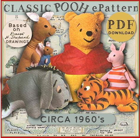 Winnie The Pooh Vintage Pdf Pattern Sew Make Stuff Pooh Tigger Etsy