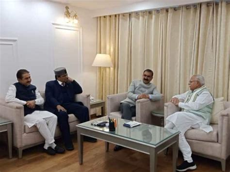 Himachal Cm Sukhvinder Singh Sukhu Met Manohar Lal Khattar No Agreement On Water Cess Ann