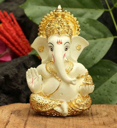 Buy Golden Ceramic Inches Terracotta Ganesha Idol At Off By