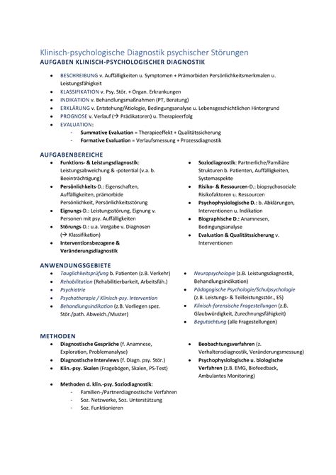 Klinische Psychologie 9 Klinisch Psychologische Diagnostik