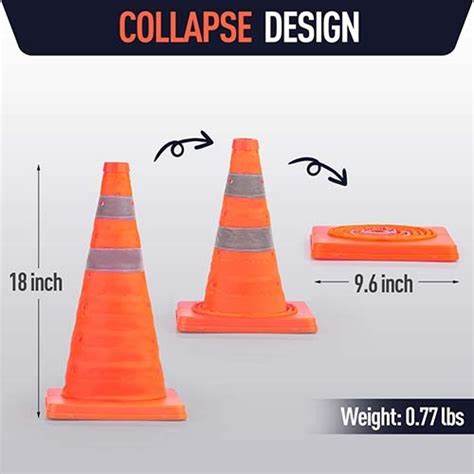 Pack Inch Collapsible Traffic Safety Cones Orange Cones