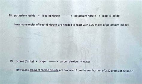 Solved Potassium Iodide Lead Ii Nitrate Potassium Nitrate Lead Ii