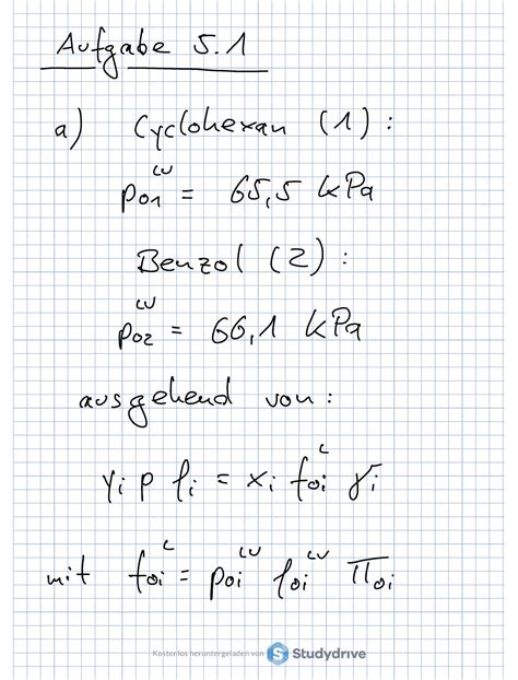 Thermo 2 Übung 5 gate a Cyclohexan 1 Poi 65 54Pa Benzol Z p 66 1 kPa