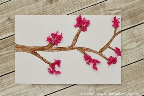 Tissue Paper Cherry Blossom Card for Mother's Day #sponsored