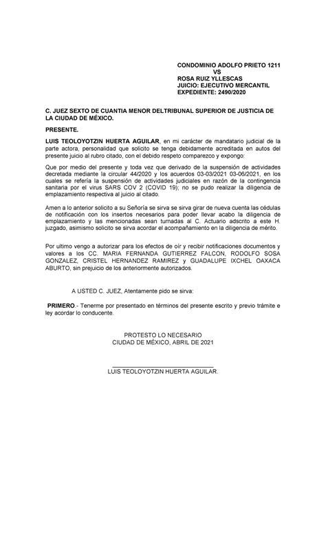 Promcion Para Solicitar Cedulas De Notificacion Condominio Adolfo