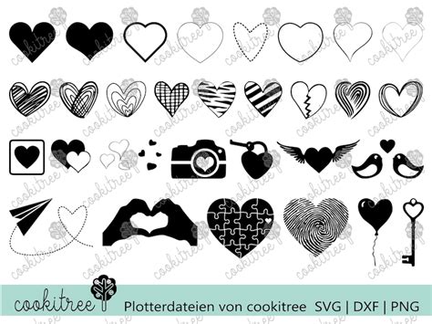 Plotterdatei Plottervorlage Plot Dxf Svg Png Herz Herzen Liebe Etsy De