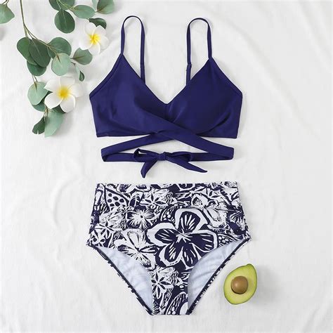 Uveng Swimsuit Padded Push Up Beach Wear Bikini Swimwear Women Female Bathing Suit High