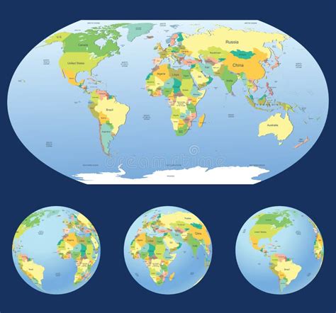 Mapa Del Mundo Y Globos Ilustración Del Vector Ilustración De