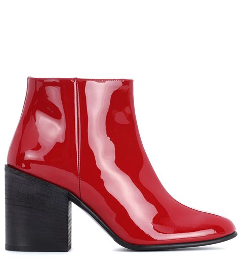 Acne Studios Beth Patent Leather Ankle Boots In Dark Red Red Lyst