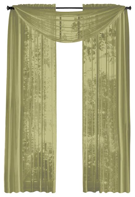 Hlc Me Pair Of Sheer Panels Window Treatment Curtains Sage Green Traditional Curtains By