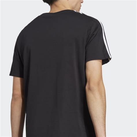 Adidas Essentials Single Jersey 3 Stripes Tee Black Adidas Malaysia