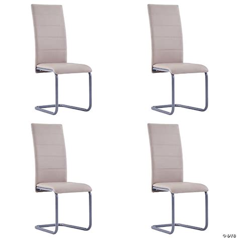 VidaXL Cantilever Dining Chairs 4 Pcs Cappuccino Faux Leather