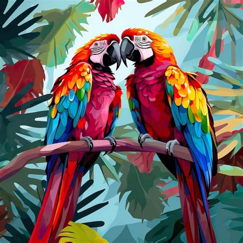 Premium Ai Image Cute Valentines Day Macaw Parrot Couple World