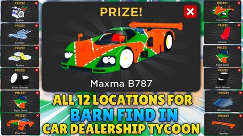 Roblox Car Dealership Tycoon All 12 Parts Location For Barn Find In