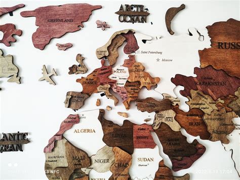 World Map Wood Map Wall Art Decor Wooden World Map 3d Etsy