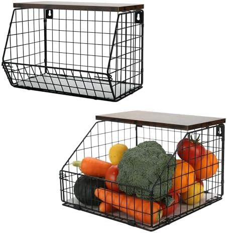 Amazon OKZEST 2pcs Fruit Basket Stackable Wall Mounted Pantry