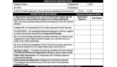 Employee Clearance Form Fill Out Printable PDF Forms Online