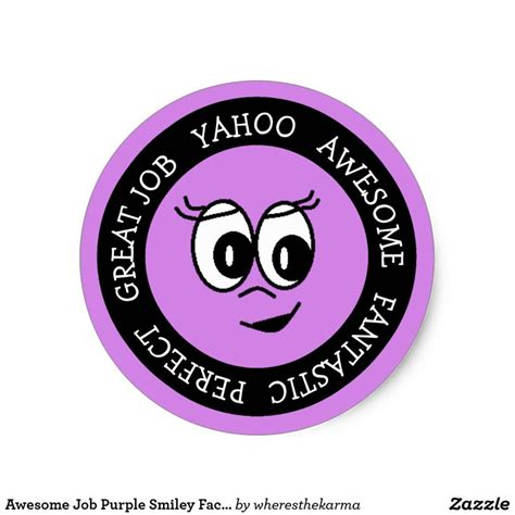 Awesome Job Purple Face Stickers Zazzle Face Stickers Smiley Purple