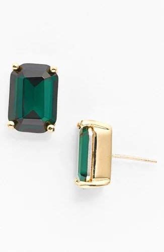 Golden Round Natural Green Emerald Gemstone Studs In Silver Gold Plated