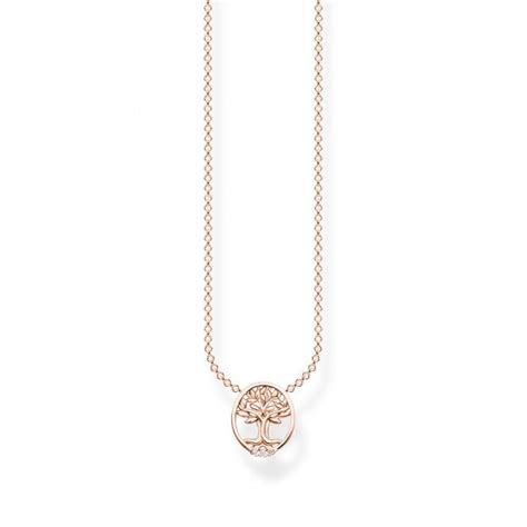 Thomas Sabo Sterling Silver Rose Gold Tone Cz Tree Of Love Necklace