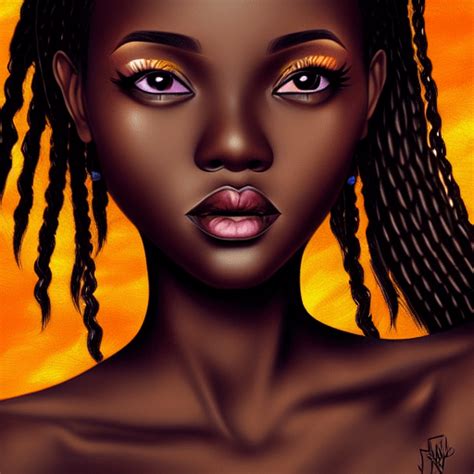 Colorful Black Art Melanin Digital Art Intricate Details Cartoon