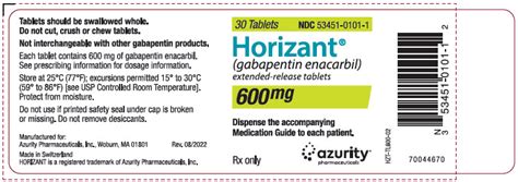 Dailymed Horizant Gabapentin Enacarbil Tablet Extended Release