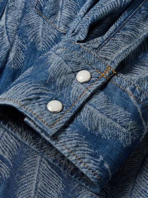 Kapital Magpie Distressed Denim Jacquard Western Shirt Blue Kapital