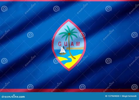 Ejemplo Realista De La Bandera De Guam Stock de ilustración