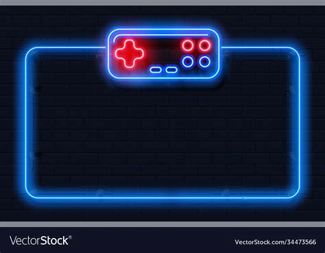 Neon game background square shape with joystick Vector Image