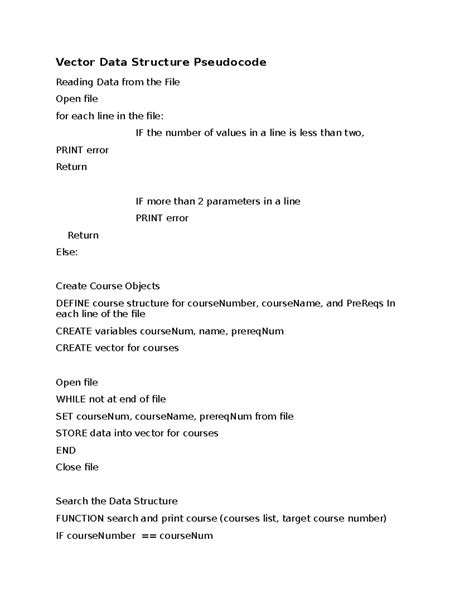 Module 6 Project 1 Vector Data Structure Pseudocode Reading Data From