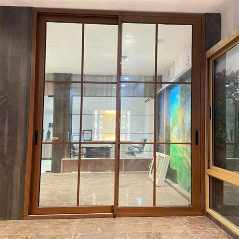 Brown Color Profile UPVC Glass Sliding Door For Home Exterior At