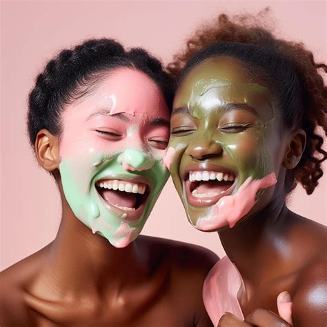 Premium AI Image Two Women With Green Paint On Their Faces One Has