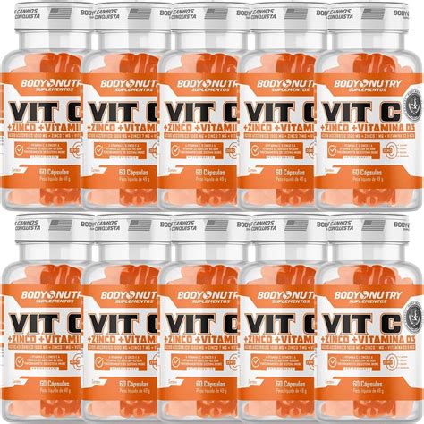 Kit 10X Vit C 60 Cápsulas Body Nutry OtimaNutri