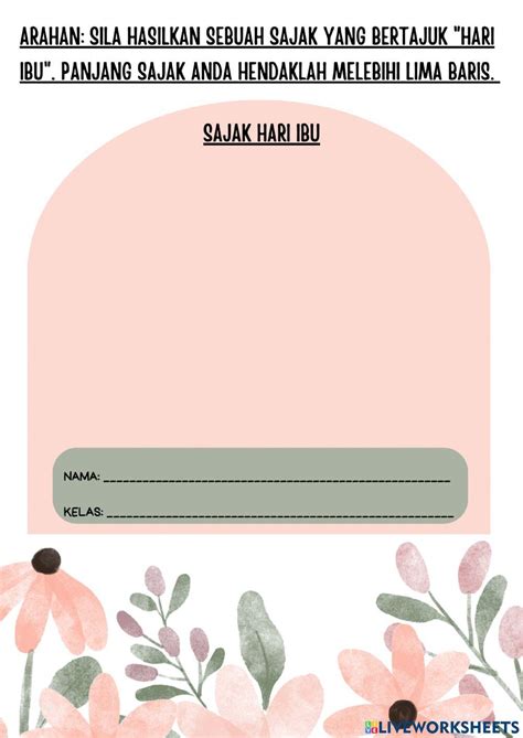 Sajak Hari Ibu Online Exercise For Live Worksheets