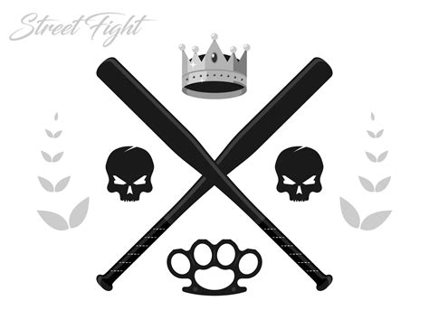 Gangsta Street Elements Brass Knuckle Skull Blood Baseball Bat