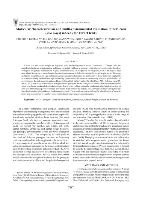 PDF Molecular Characterization And Multi Environmental Evaluation Of