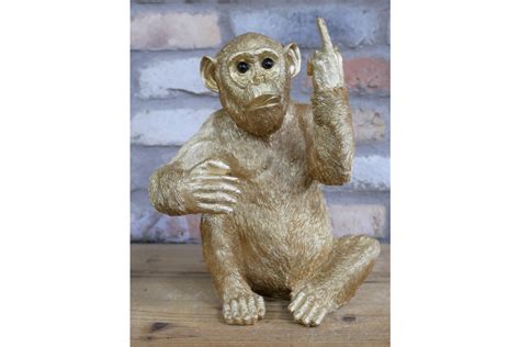 Up Yours Gold Monkey Cheeky Resin Monkey Sculpture Sign Of The