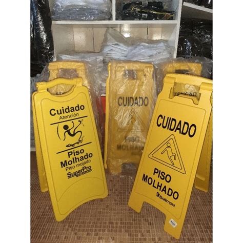 Placa Sinalizadora Bralimpia Piso Molhado Shopee Brasil