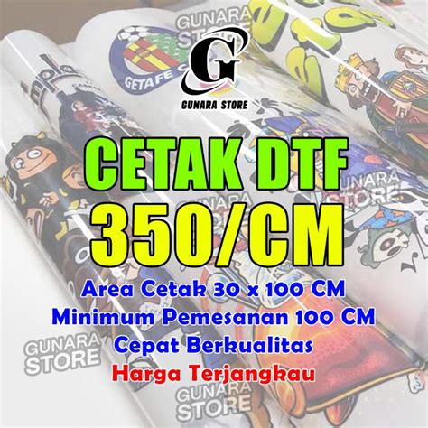 Jual PRINT CETAK SABLON DTF METERAN PER CM ECERAN SIAP PRESS Shopee