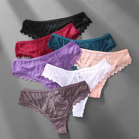 2pcs Set Lace Thongs Women Panties Sexy G String Underwear Low Waist