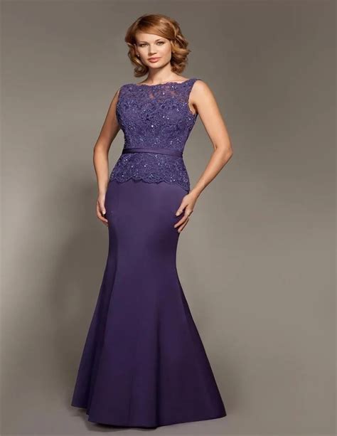 Buy Purple Color Sheath Mother Of The Bride Dresses For Wedding Lace Appliques