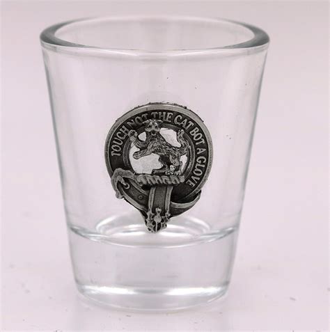 Clan Crest Shot Glass Macintosh 15 Ounce Whiskey Shot Glass With 34 Inch Pewter