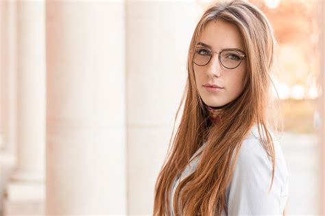 Wallpaper Face Model Long Hair Women With Glasses Fashion Skin