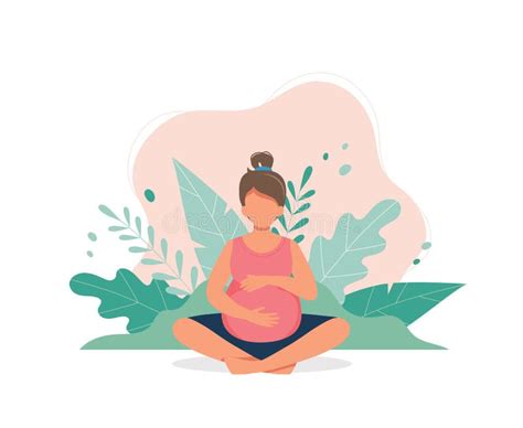 Pregnant Woman Doing Prenatal Yoga Pregnancy Health Concept Cute