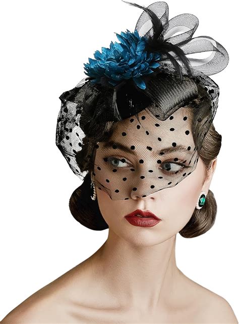 Babeyond Fascinator Hat Veil Feather Fascinator Hair Clip Tea Party Pillbox Derby Hat Fascinator