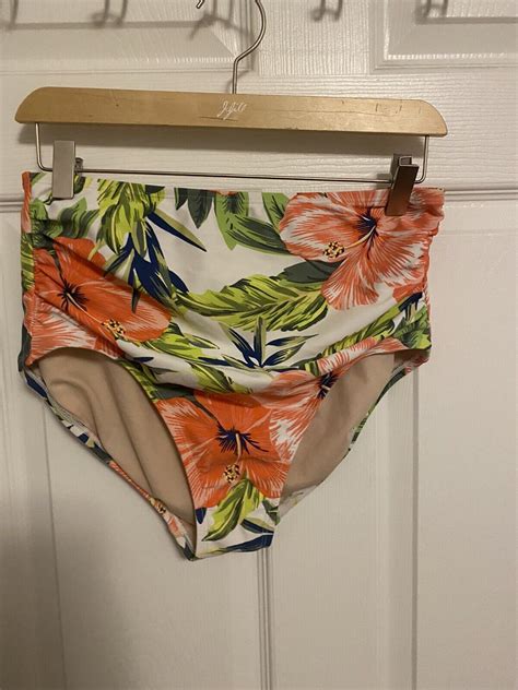 Kona Sol Bikini Bottoms Swim High Waisted Medium Flor… Gem