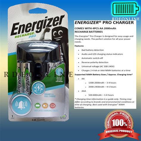 Energizer Rechargeable Battery Charger Pro Chpro Mini Ch2pc4