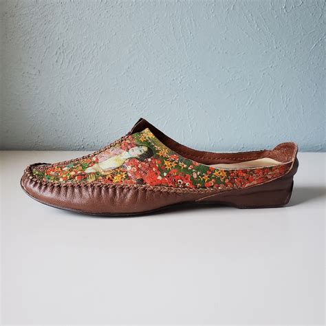 Rare Gustav Klimt Icon Leather Mule Slip On Shoes Boh Gem