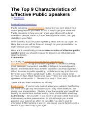 The Top 9 Characteristics Of Effective Public Speakers Docx The Top 9